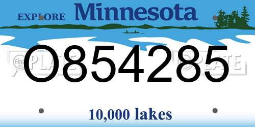 O854285 Minnesota License Plate