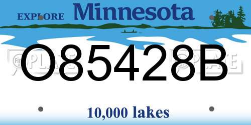 O85428B Minnesota License Plate