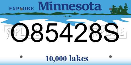 O85428S Minnesota License Plate