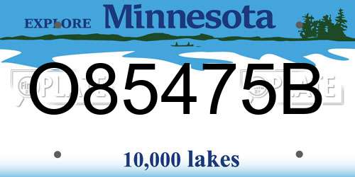 O85475B Minnesota License Plate