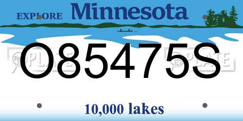 O85475S Minnesota License Plate