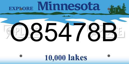 O85478B Minnesota License Plate
