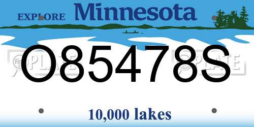 O85478S Minnesota License Plate