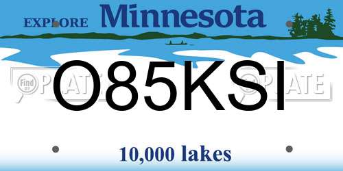 O85KSI Minnesota License Plate