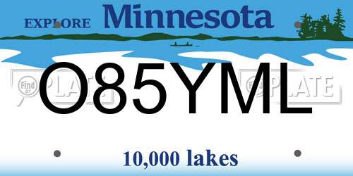 O85YML Minnesota License Plate