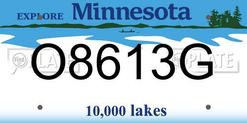 O8613G Minnesota License Plate