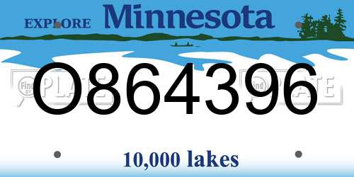 O864396 Minnesota License Plate