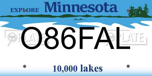 O86FAL Minnesota License Plate