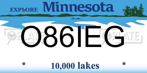 O86IEG Minnesota License Plate