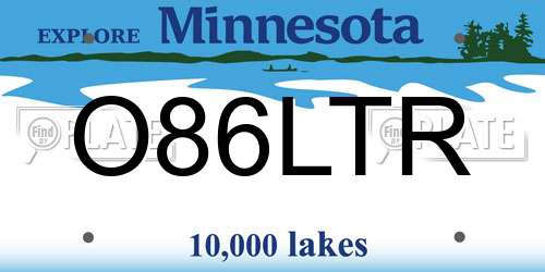 O86LTR Minnesota License Plate