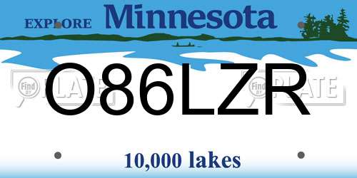 O86LZR Minnesota License Plate