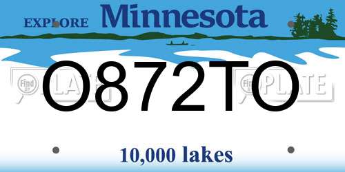 O872TO Minnesota License Plate