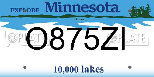 O875ZI Minnesota License Plate
