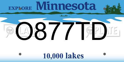 O877TD Minnesota License Plate