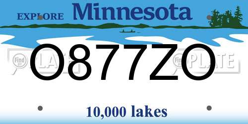 O877ZO Minnesota License Plate