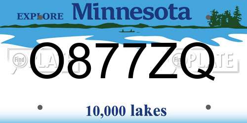 O877ZQ Minnesota License Plate