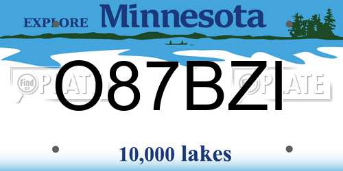 O87BZI Minnesota License Plate