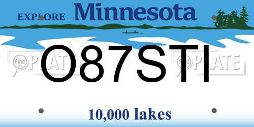 O87STI Minnesota License Plate