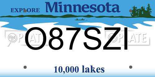 O87SZI Minnesota License Plate