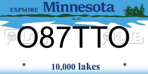 O87TTO Minnesota License Plate