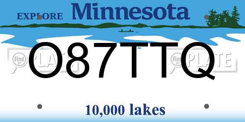 O87TTQ Minnesota License Plate