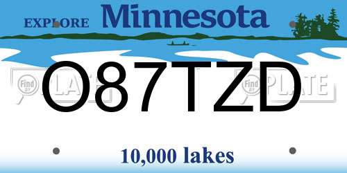 O87TZD Minnesota License Plate