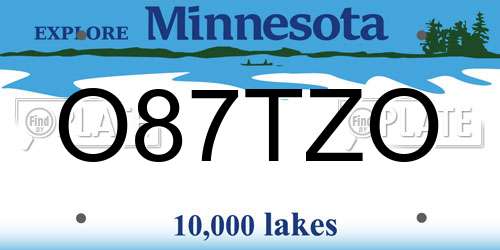 O87TZO Minnesota License Plate