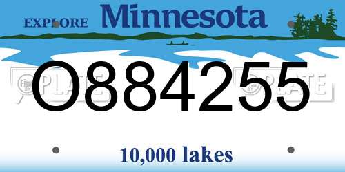 O884255 Minnesota License Plate
