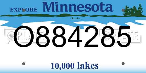 O884285 Minnesota License Plate