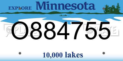 O884755 Minnesota License Plate