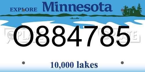 O884785 Minnesota License Plate