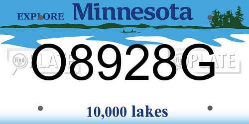 O8928G Minnesota License Plate