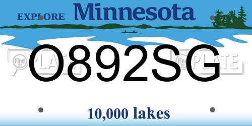 O892SG Minnesota License Plate