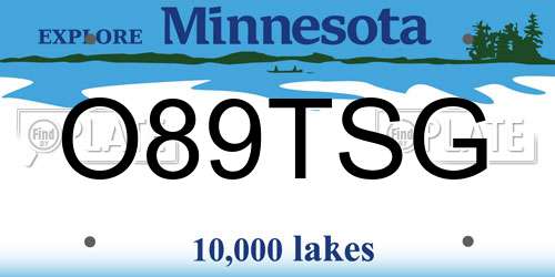 O89TSG Minnesota License Plate