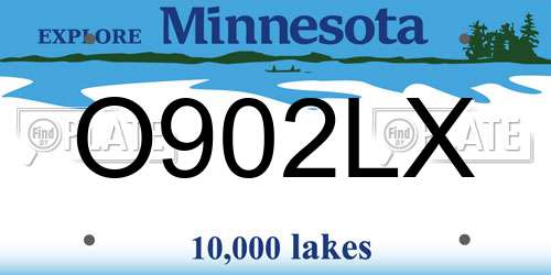 O902LX Minnesota License Plate