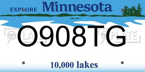 O908TG Minnesota License Plate