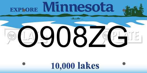 O908ZG Minnesota License Plate