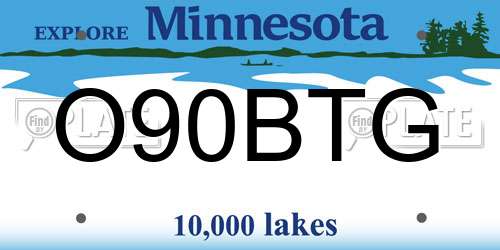 O90BTG Minnesota License Plate