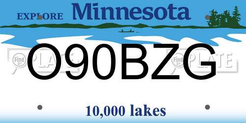 O90BZG Minnesota License Plate