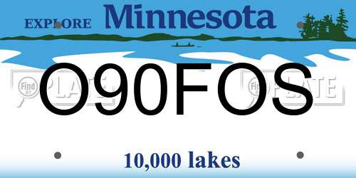 O90FOS Minnesota License Plate