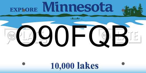O90FQB Minnesota License Plate