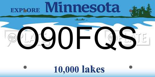 O90FQS Minnesota License Plate