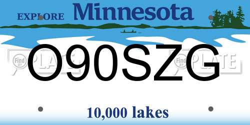 O90SZG Minnesota License Plate