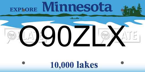 O90ZLX Minnesota License Plate