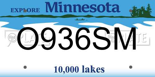 O936SM Minnesota License Plate