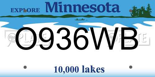 O936WB Minnesota License Plate
