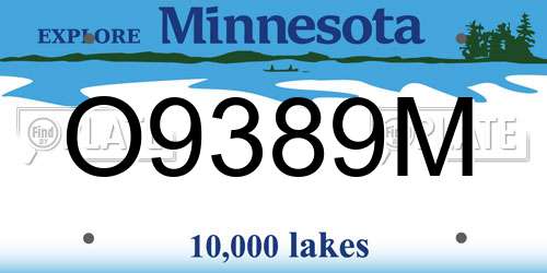 O9389M Minnesota License Plate