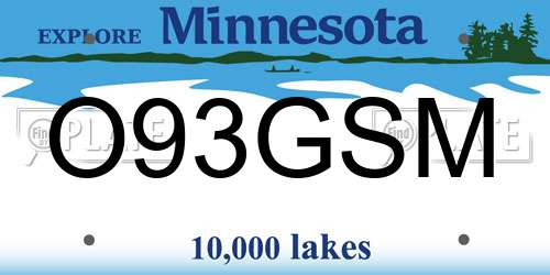 O93GSM Minnesota License Plate