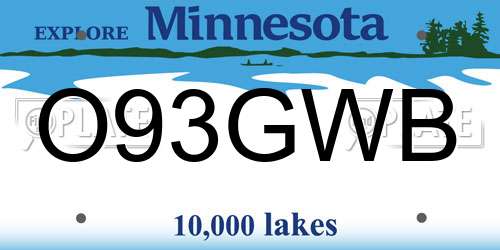O93GWB Minnesota License Plate
