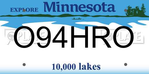 O94HRO Minnesota License Plate